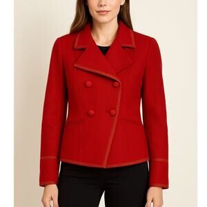 Talbots Red Asymmetrical Sailor Cut Blazer Jacket Women’s Size 6P NWT